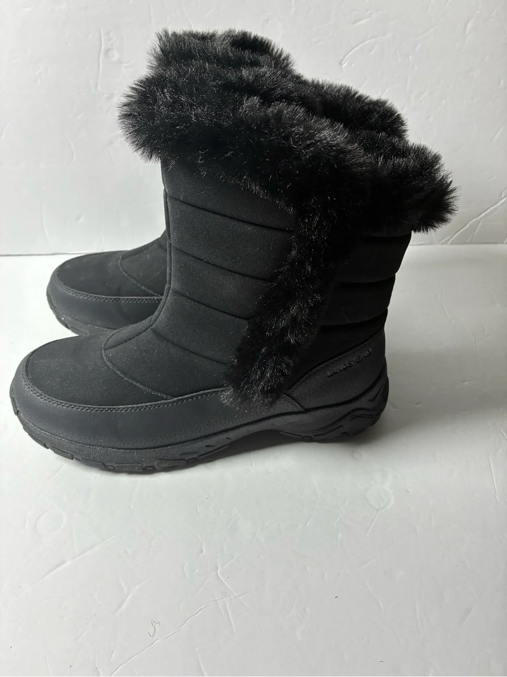 Lands' End Black Faux-Fur Winter Snow Boots